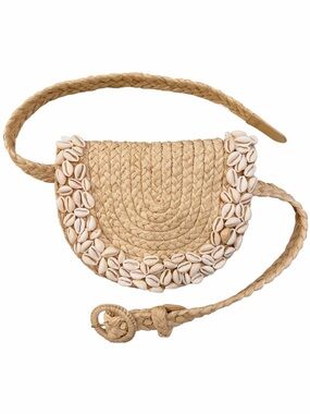 Zimmerman Rafia Straw Belt Bag with Shell embellishments and Leather Trim NWOT